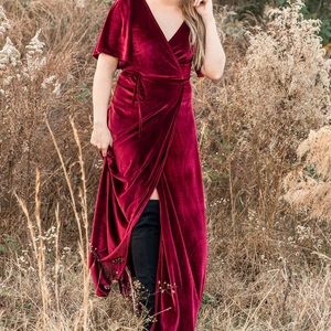 Meghan Mulberry Velvet Wrap Maxi